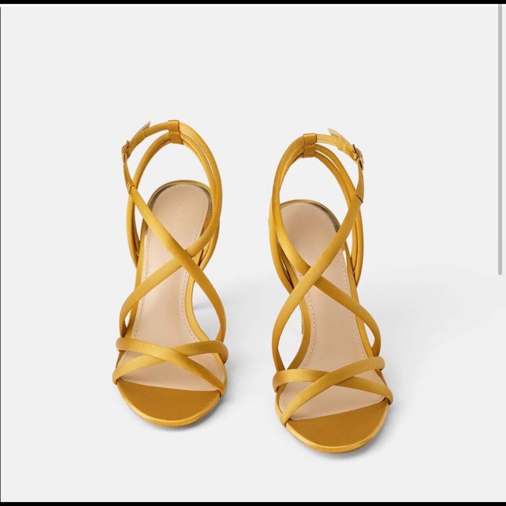 Zara mustard satin heels size 39